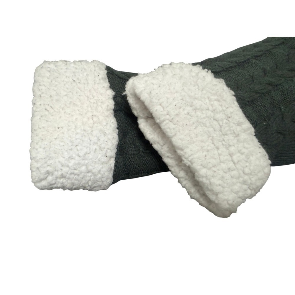 Huggle Slipper Socks Green Cable Knit Non-Slip Sole - Picture 4 of 4